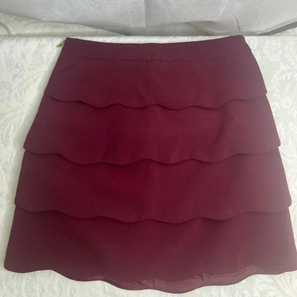 H&M NWT Burgundy Scalloped Side Zip Mini Skirt Size 6 - Picture 5 of 5